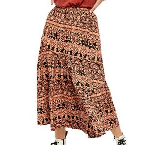Free People All About the Tiers Midi Skirt - Rust